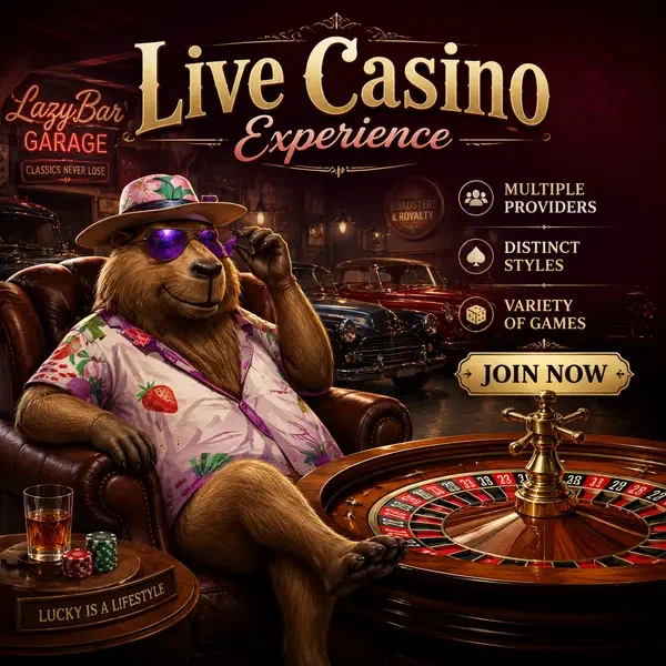 LazyBars entspanntes Capybara genießt Live-Casino-Spiele neben elegantem Roulette-Rad